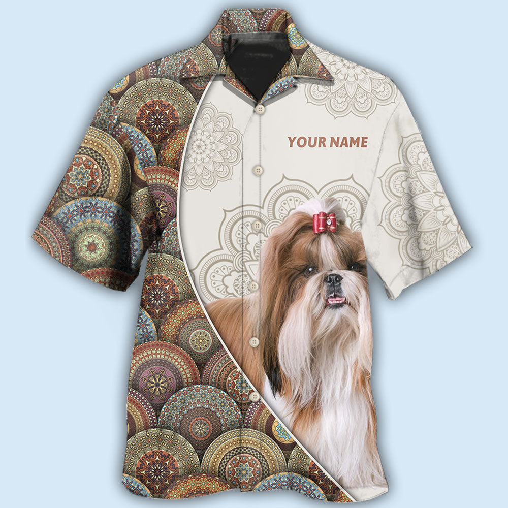 Creative Shih Tzu Mandala Pattern Custom Hawaiian Shirt For Tropical Holidays, Outdoor Gatherings, And Everyday Comfort