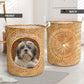 Shih Tzu Dog Bamboo Wave Laundry Basket For Room Home Organizer