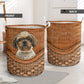 Shih Tzu Dog Rattan Texture Laundry Basket For Room Home Organizer