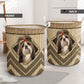 Shih Tzu Wicker Texture Hole Laundry Basket For Room Home Organizer