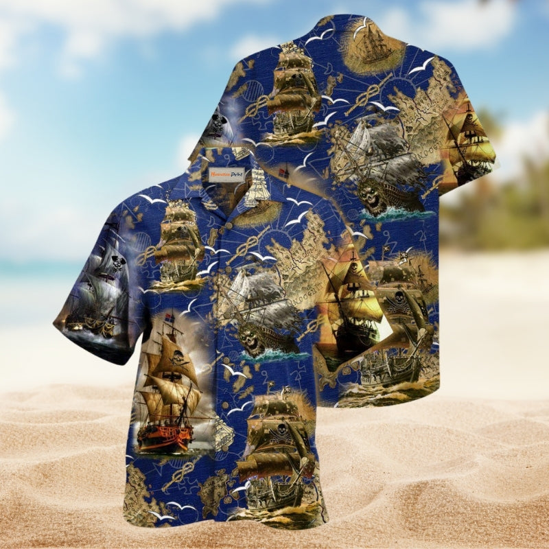 Pirate Ship Adventure Hawaiian Shirt For Creative Spirits Tropical Events And Relaxed Vacation Style