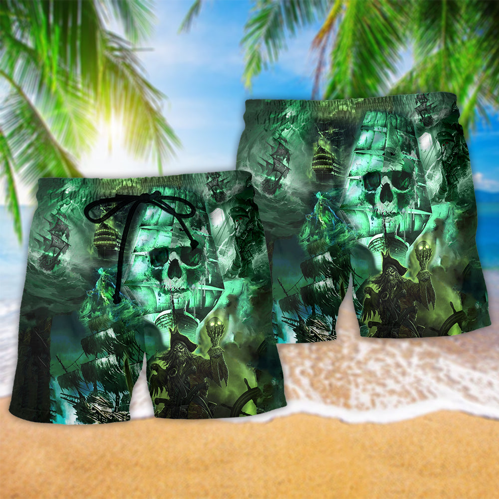 Ship Ghost Ocean Mystery Beach Shorts Design Detail For Resort And Beach Day Style