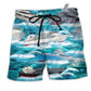 Ship Over Sea Style Hawaiian Print Beach Shorts For Beach Days And Coastal Travel