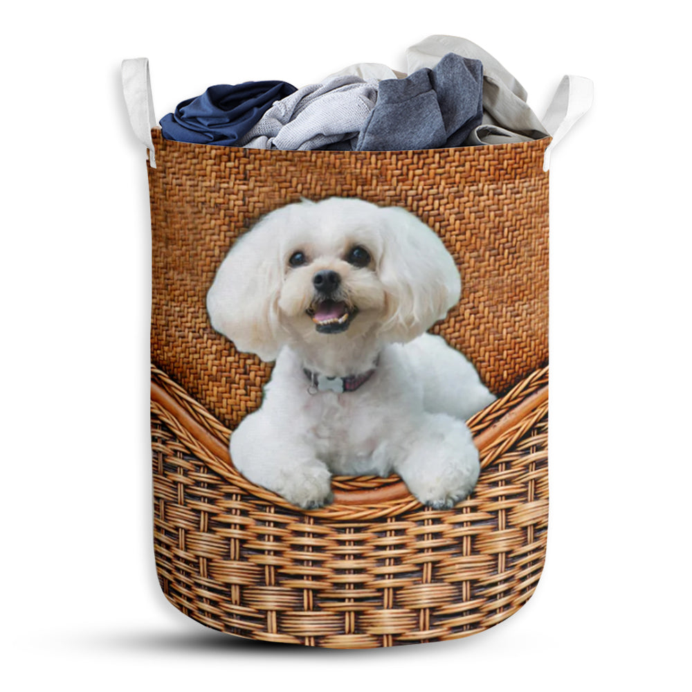 Shipoo Dog Rattan Texture Laundry Basket For Bathroom Bedroom Storage
