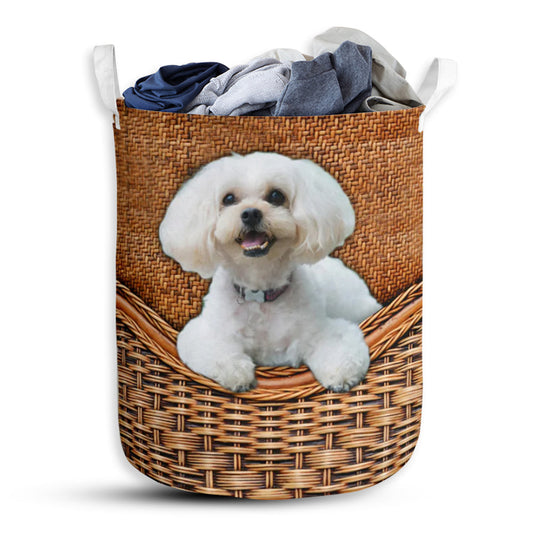 Shipoo Dog Rattan Texture Laundry Basket For Bathroom Bedroom Storage