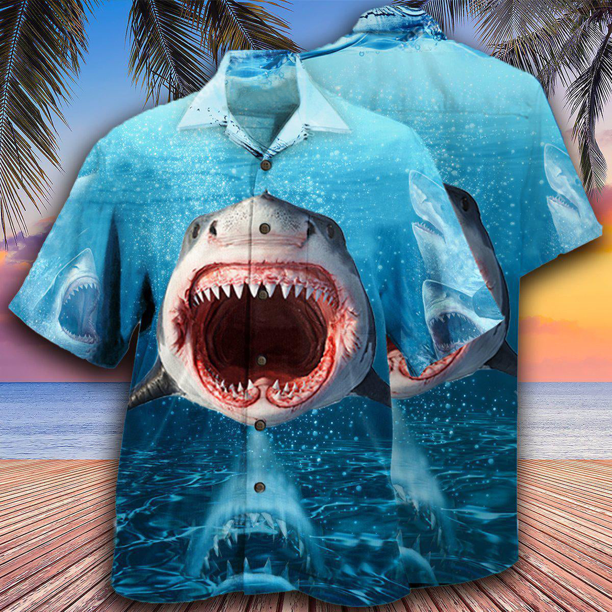 Shark Show Tooth Hawaiian Shirt Design Detail For Sunny Adventures And Casual Wear