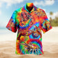 Shrimp Red Rainbow Hawaiian Shirt For Resort Trips, Coastal Parties, And Warm Weather Style