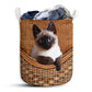 Siamese Cat Rattan Texture Laundry Basket For Bathroom Bedroom Storage