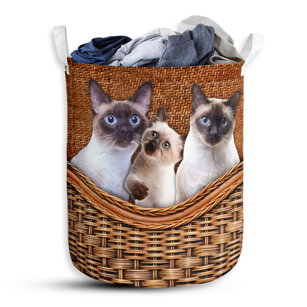 Siamese Cat V3 Rattan Texture Laundry Basket For Bathroom Bedroom Storage