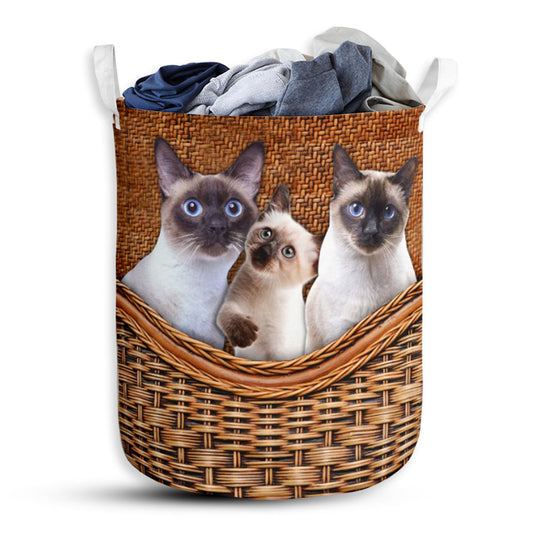 Siamese Cat V3 Rattan Texture Laundry Basket For Bathroom Bedroom Storage