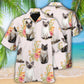 Floral Tropical Siamese Cat Hawaiian Shirt For Summer Vacation, Beach Travel, And Casual Wear
