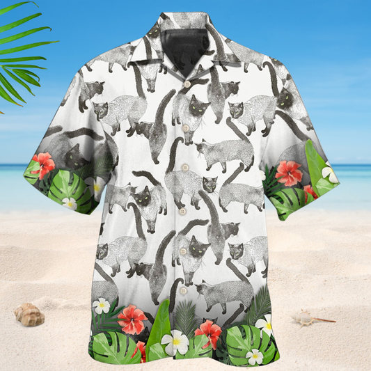 Tropical Siamese Cat Hawaiian Shirt For Beach Days, Summer Outings, And Thoughtful Gift Giving