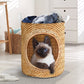 Cat Cute Siamese Cat Bamboo Wave Laundry Basket For Room Home Organizer