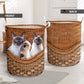 Siamese Cat V3 Rattan Texture Laundry Basket For Room Home Organizer