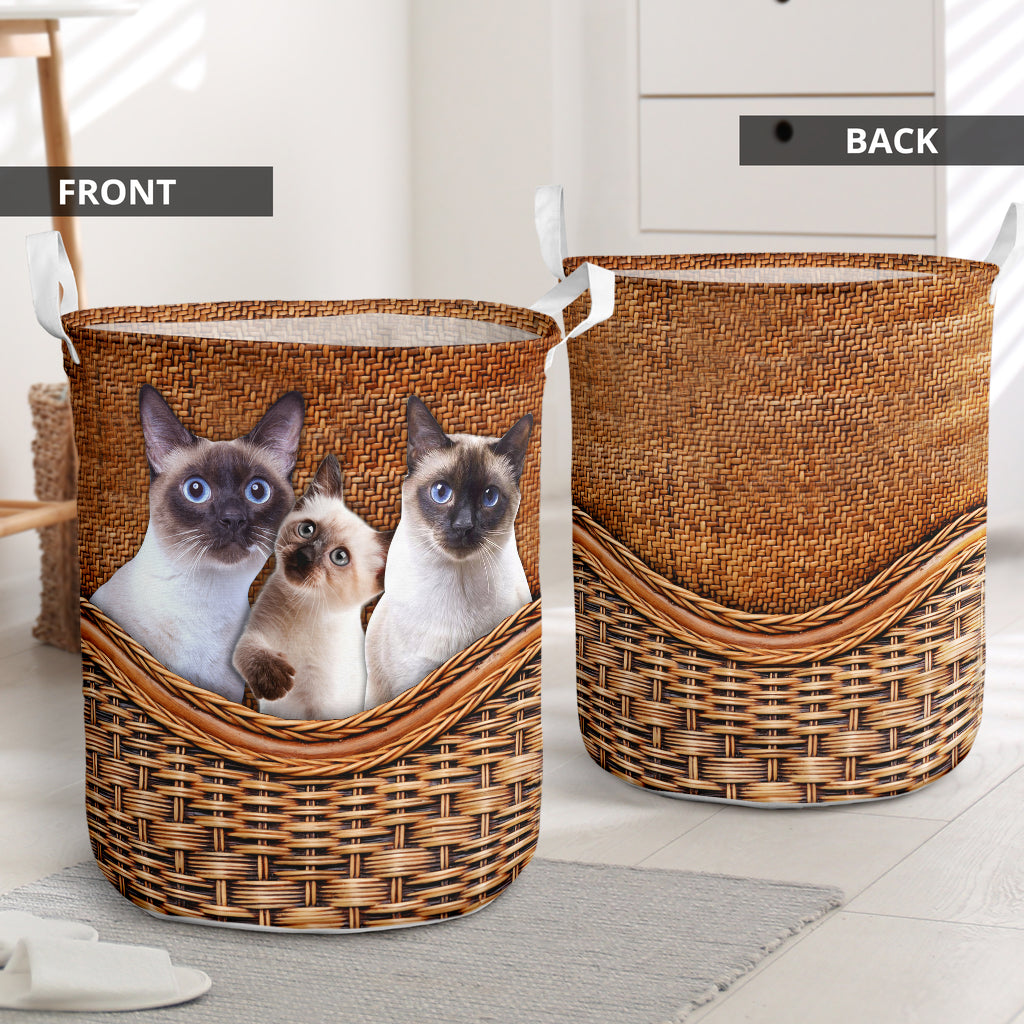 Siamese Cat V3 Rattan Texture Laundry Basket For Room Home Organizer