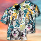 Tropical Funny Husky Leaf Hawaiian Shirt For Tropical Holidays, Resort Trips, And Relaxed Coastal Style