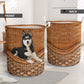 Siberian Husky Dog Rattan Texture Laundry Basket For Room Home Organizer