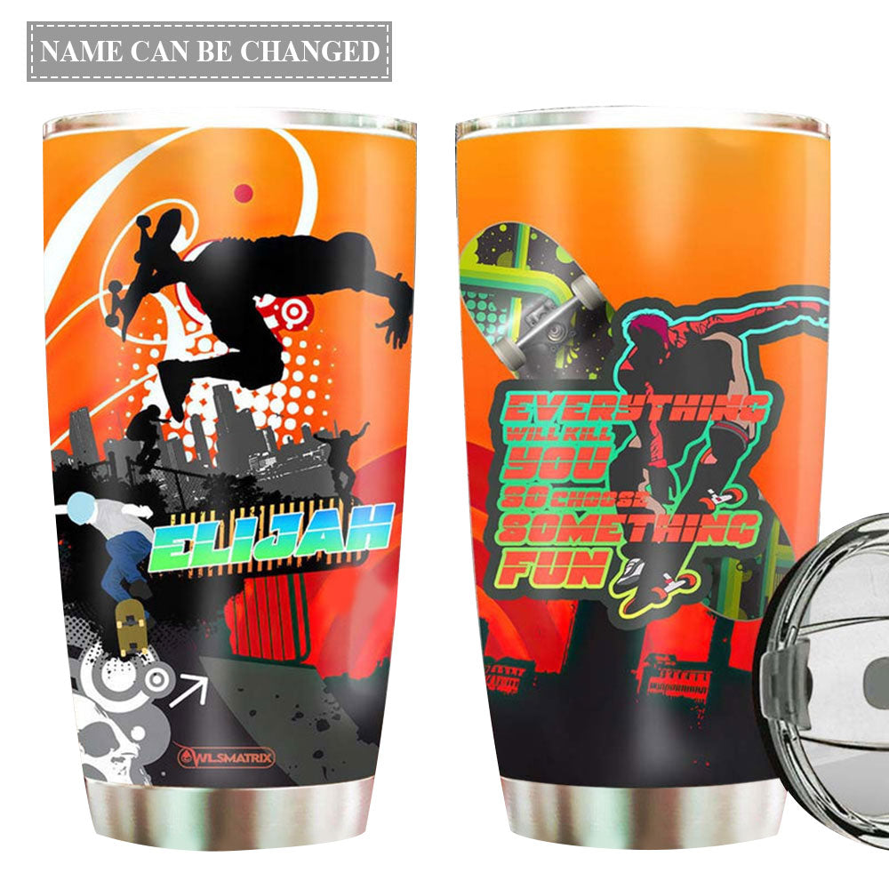 Skateboarding Adventure Personalized 20 Oz Tumbler For Coffee Travel And Daily Drinks