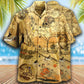 Vintage Surfing And Skull Hawaiian Shirt With All Over Print For Summer Vacation Beach Travel And Casual Wear