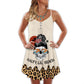 Skull Beach Salty Lil Beach V-Neck Sleeveless Cami Dress For Travel And Expressive Warm Weather Fashion