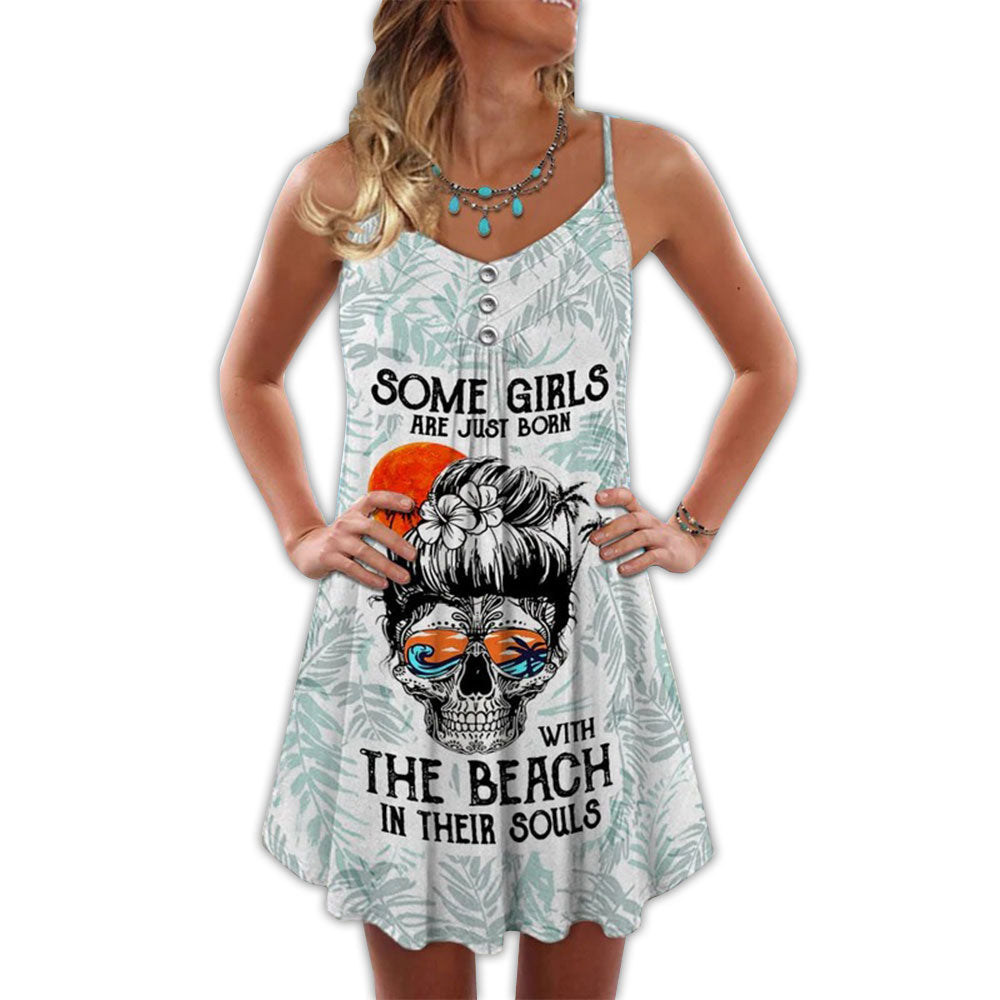 Skull Beach Soul Beach In Their Souls V-Neck Sleeveless Cami Dress For Alternative Festivals And Bold Summer Style