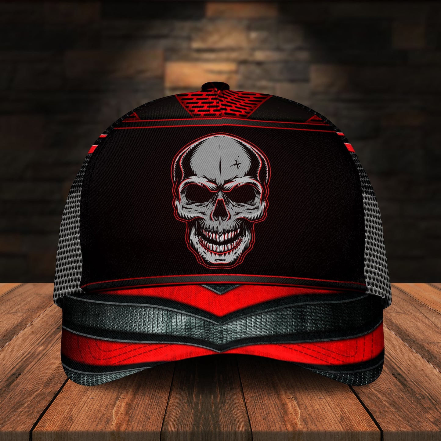 Skull Red Black Classic Cap For Outdoor Adventures Festivals And Casual Wear