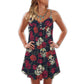 Sugar Skull Rose Tropical Skull V-Neck Sleeveless Cami Dress For Weekend Parties And Distinctive Outfits
