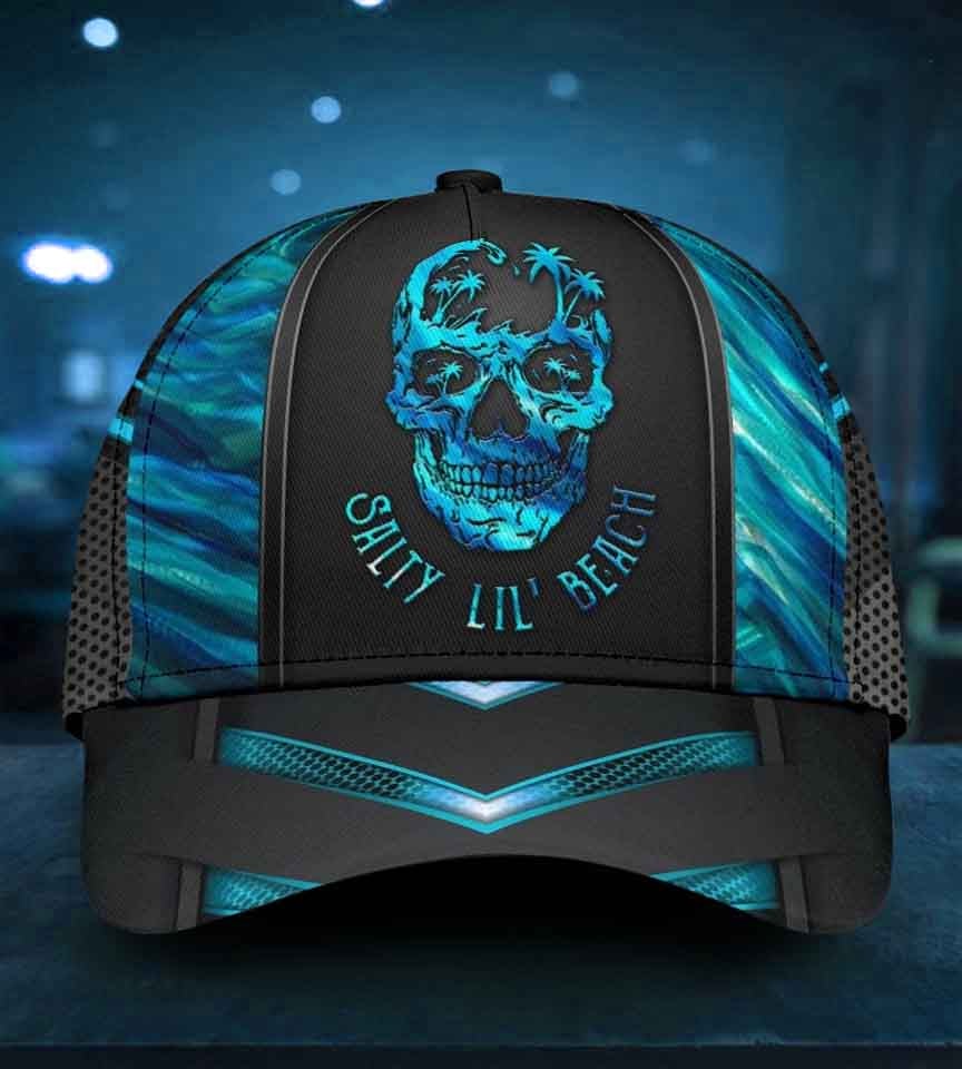 Skull Salty Beach Classic Cap For Vacations Festivals Parties And Everyday Outfits