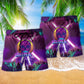 Skull 80S Retro Style Hawaiian Print Beach Shorts For Striking Resort Looks