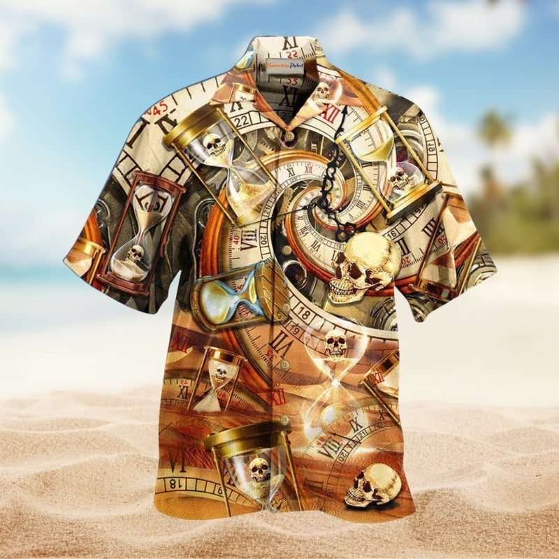 Skull All Knows Value Of Time Hawaiian Shirt For Summer Vacation Beach Travel And Relaxed Casual Wear