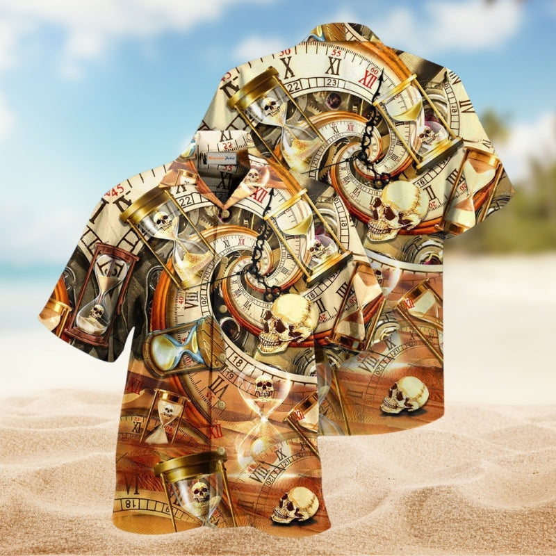 Skull All Knows Value Of Time Hawaiian Shirt For Summer Vacation Beach Travel And Relaxed Casual Wear