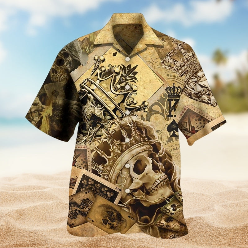Skull Gambling Hawaiian Shirt For Island Vacations, Resort Wear, And Relaxed Seasonal Style
