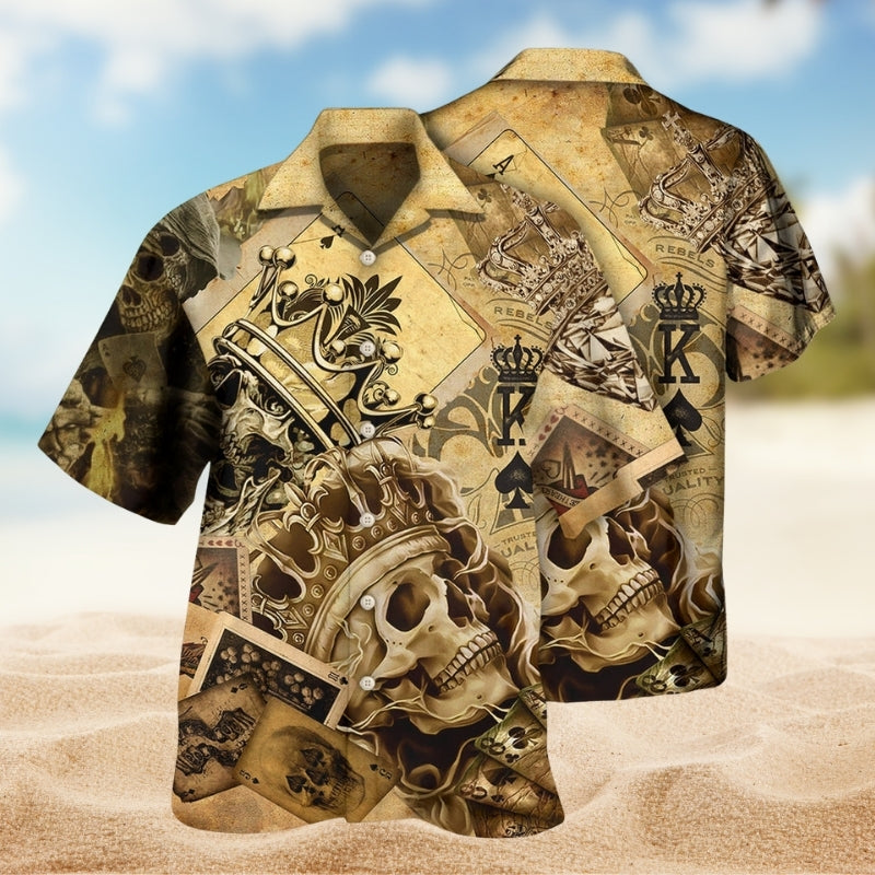 Skull Gambling Hawaiian Shirt For Island Vacations, Resort Wear, And Relaxed Seasonal Style