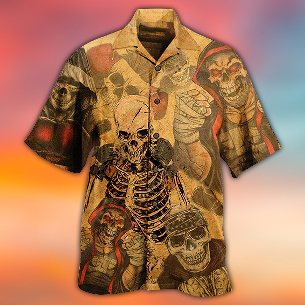 Skull Hawaiian Shirt With Detailed Graphic For Beach Parties Vacation Travel And Relaxed Casual Style