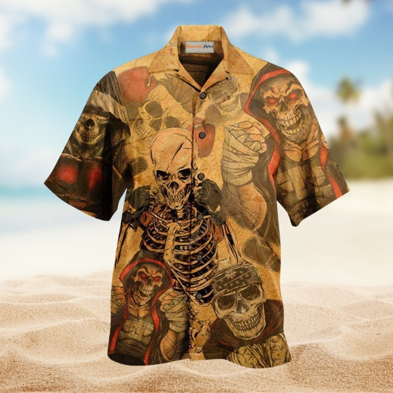 Skull Amazing Boxer Hawaiian Shirt For Bold Summer Parties Beach Travel And Alternative Casual Style