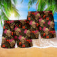 Sugar Skull Flower Vibrant Beach Shorts Pattern Detail For Poolside Fun And Relaxed Casual Style