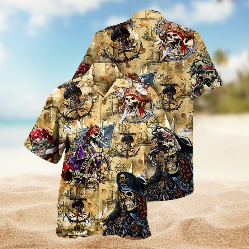 Rebellious Skull Hawaiian Shirt For Coastal Travel, Casual Events, And Comfortable Summer Wear