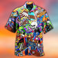 Skull And Skateboarding Hawaiian Shirt With Detailed Graphic For Tropical Escapes Resort Wear And Outdoor Celebrations