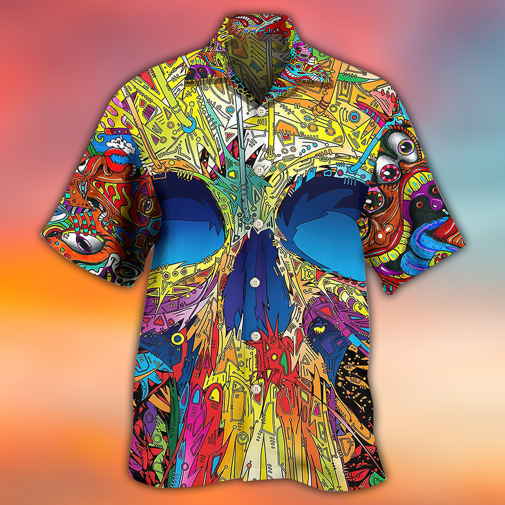 Summer Skull Hawaiian Shirt With Detailed Graphic For Coastal Adventures Summer Events And Everyday Comfort