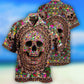 Cute Skull Hawaiian Shirt With All Over Print For Tropical Holiday Resort Parties And Everyday Style