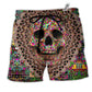 Skull Amazing Smiling Colorful Hawaiian Print Beach Shorts For Weekend Adventures And Comfort