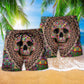Smiling Skull Colorful Beach Shorts Pattern Detail For Beachside Relaxation And Thoughtful Gift Giving
