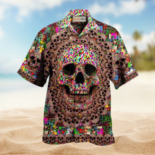 Skull Amazing Smiling Hawaiian Shirt For Summer Gatherings Island Travel And Comfortable Casual Wear