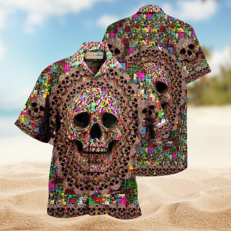 Skull Amazing Smiling Hawaiian Shirt For Summer Gatherings Island Travel And Comfortable Casual Wear