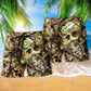 Skull Amazing Steampunk Vintage Hawaiian Print Beach Shorts For Striking Resort Looks