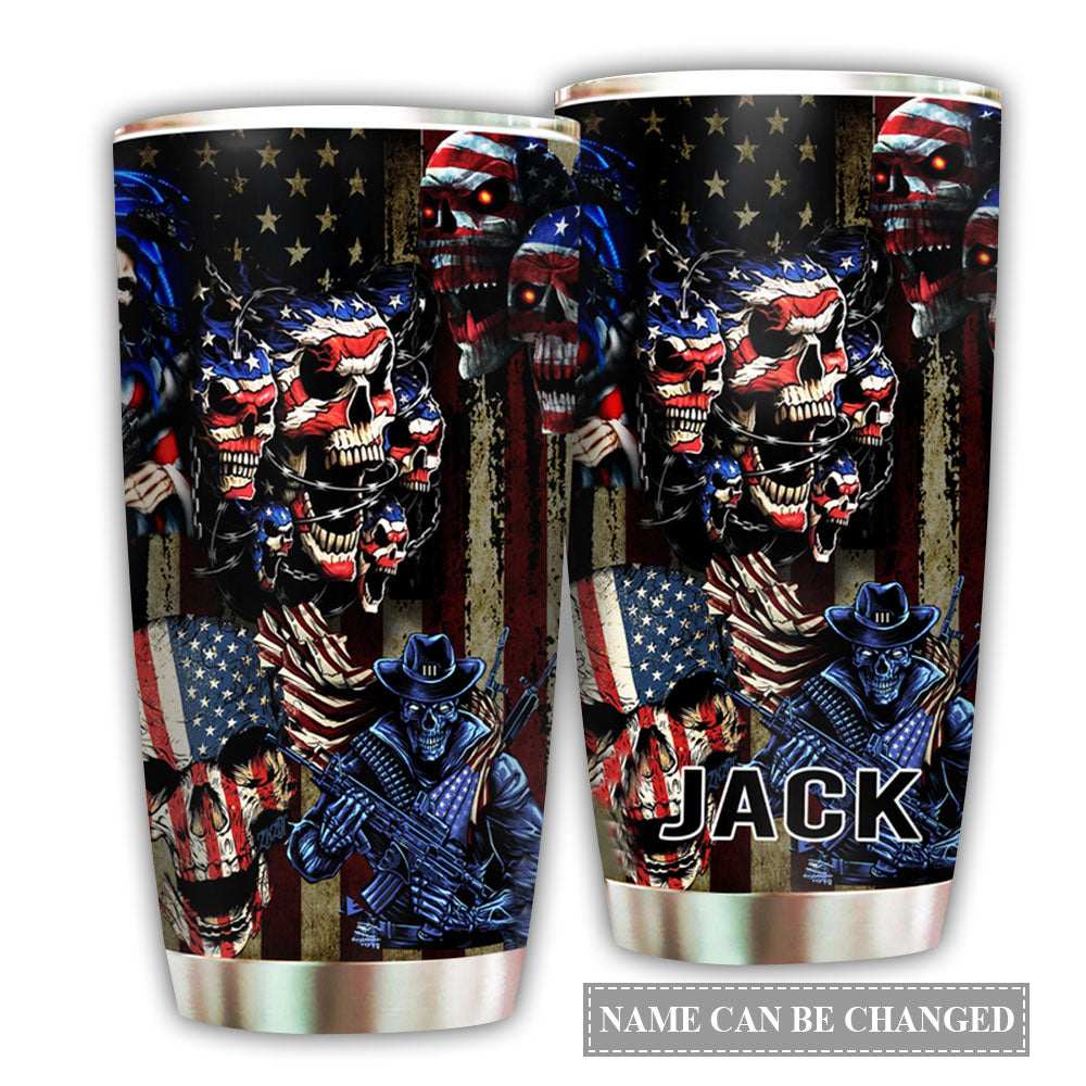 American Skull Personalized 20 Oz Tumbler For Coffee Travel And Daily Drinks