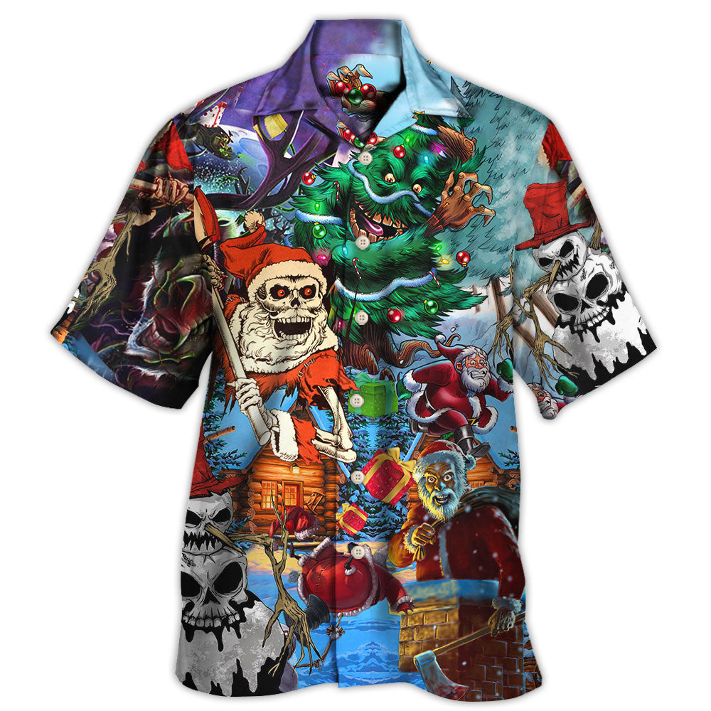 Christmas Dark Skull Hawaiian Shirt With All Over Print For Coastal Vacations Warm Weather Events And Daily Style