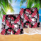 Skull And Roses Floral Beach Shorts Design Detail For Resort And Beach Day Style