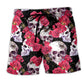 Skull And Roses Floral Beach Shorts Pattern View For Weekend Trips And Outdoor Activities