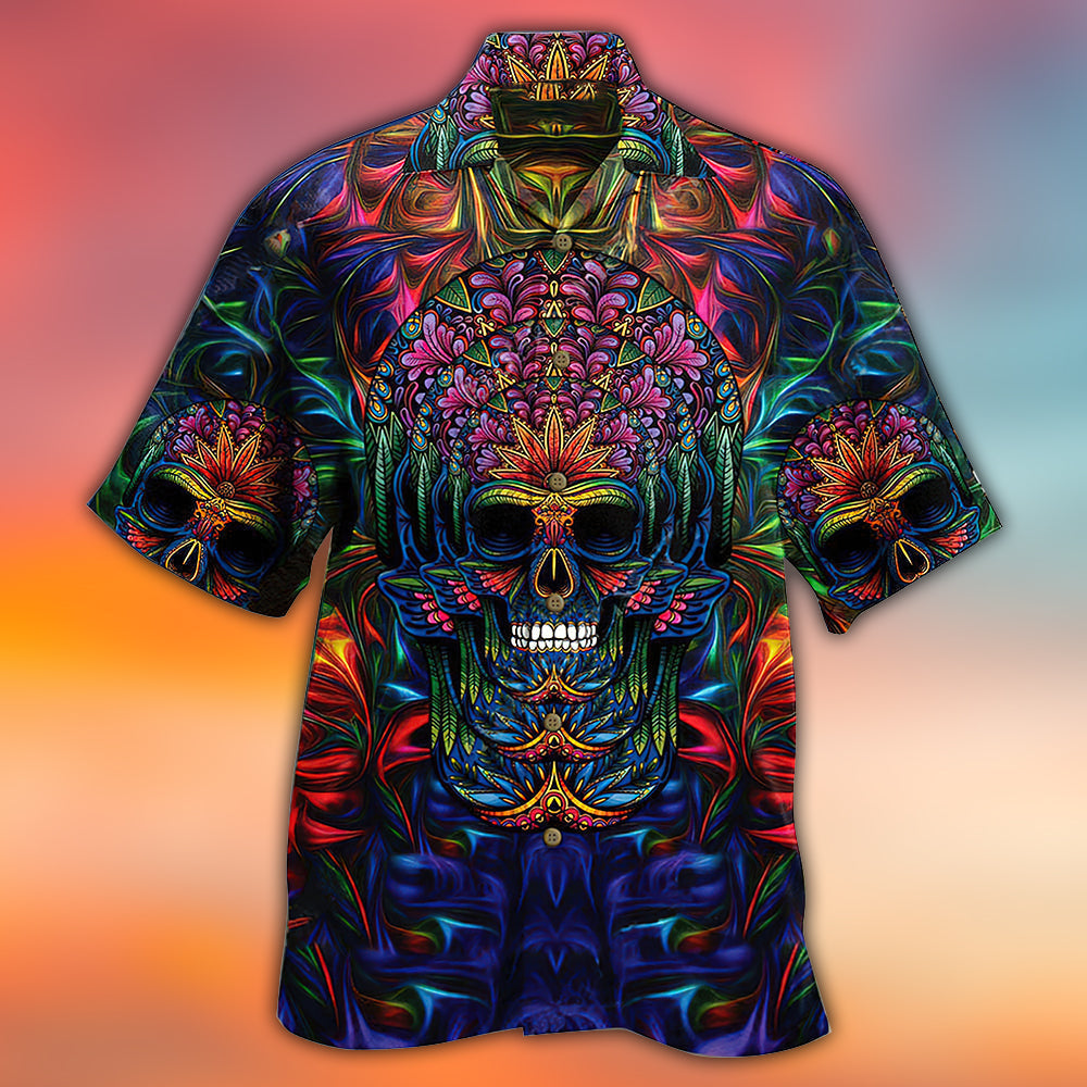 Skull Hawaiian Shirt With Detailed Graphic For Coastal Adventures Summer Events And Everyday Comfort